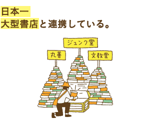 日本一 大型書店と連携している。