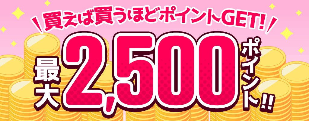 買えば買うほどポイントGET！最大2,500ポイント!!
