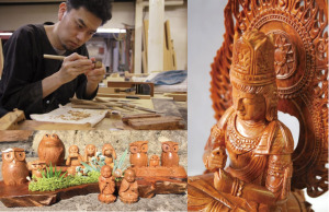 第六回木の匠展　屋久杉工芸展 　屋久杉工芸・九州銘木株式会社 、仏像彫刻・松原瑞雲